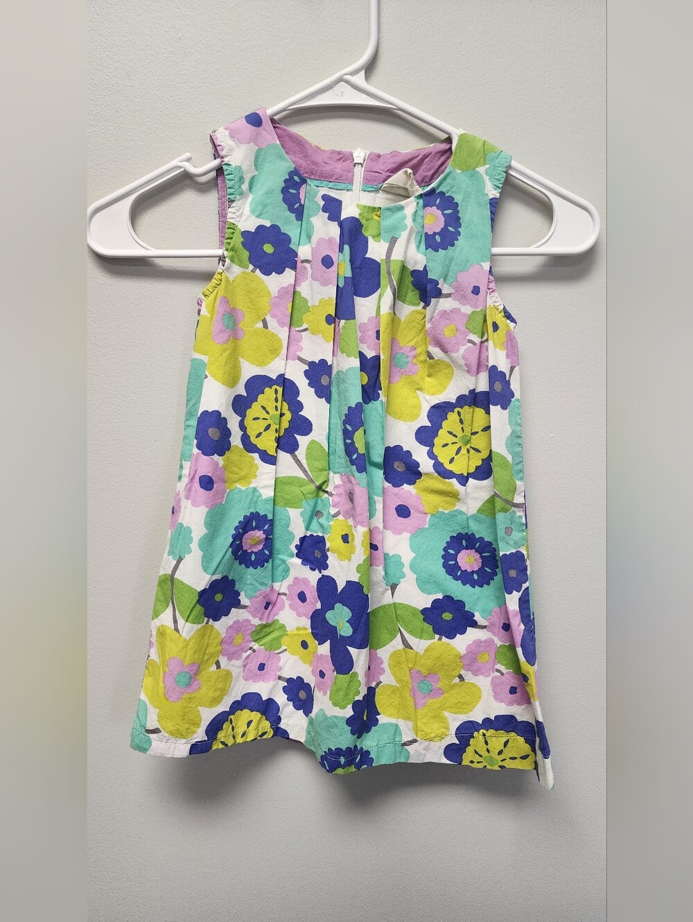 Mini Boden Girls Floral Shift Dress 3-4Y Colorful Flower Print